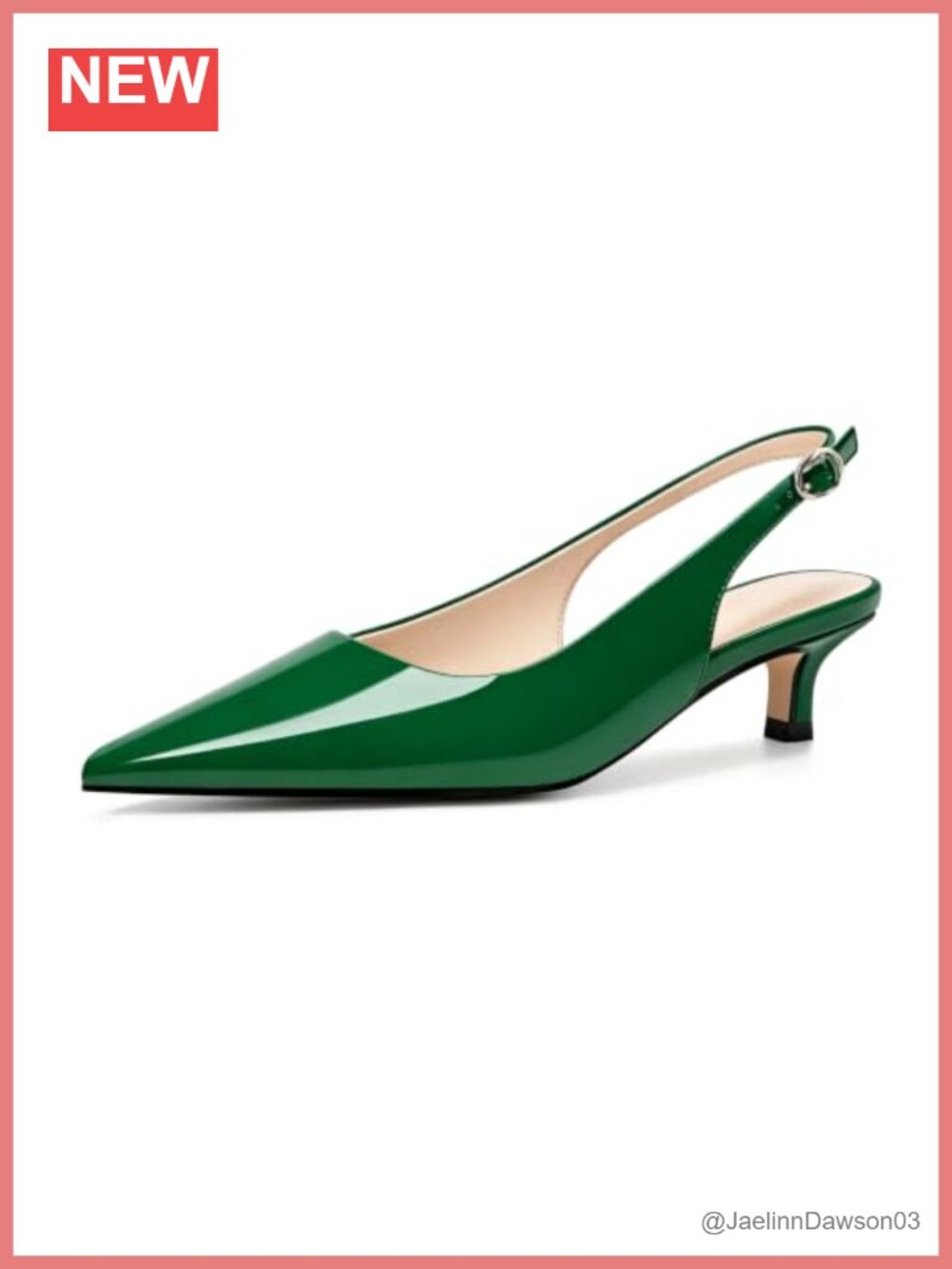 YODEKS Slingback Heels Pointed Toe Kitten Heel Pumps 1.5 Inch Dress Shoes